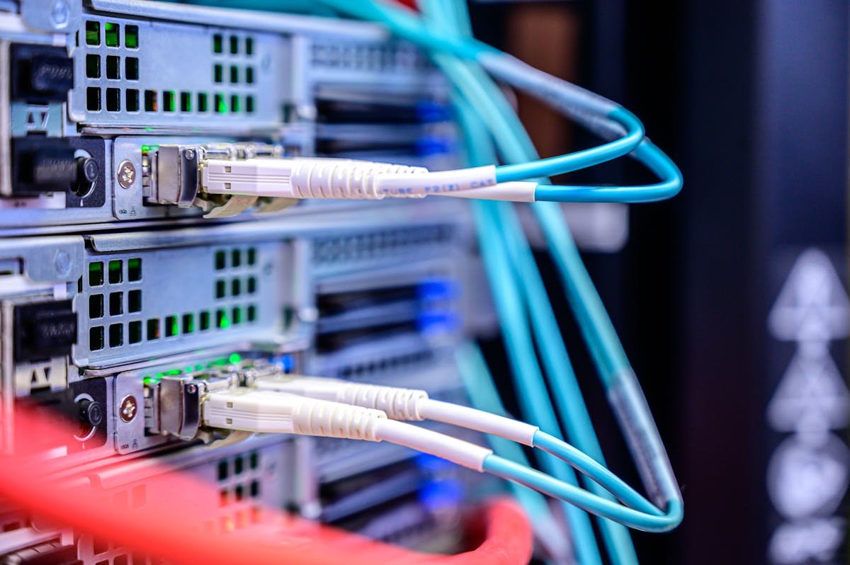Network cables connecting server infrastructure